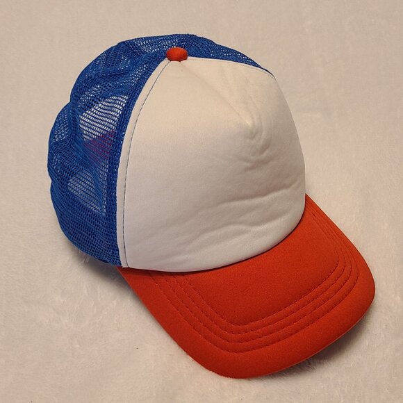 Stranger Things Red White Blue Plain Hat Trucker Cap 80s Adjustable Mesh Dustin - Picture 3 of 10